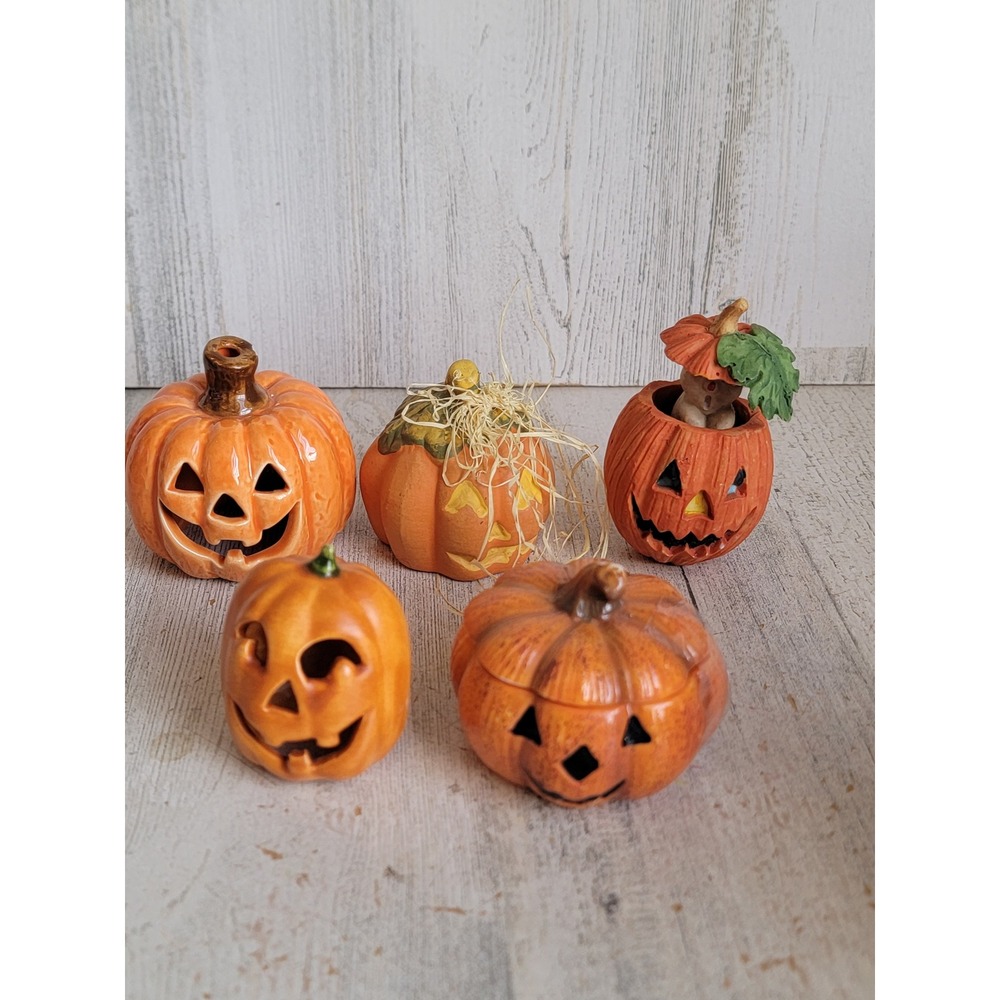 Halloween ceramic pumpkin set Jack O'Lantern ghost unique home decor